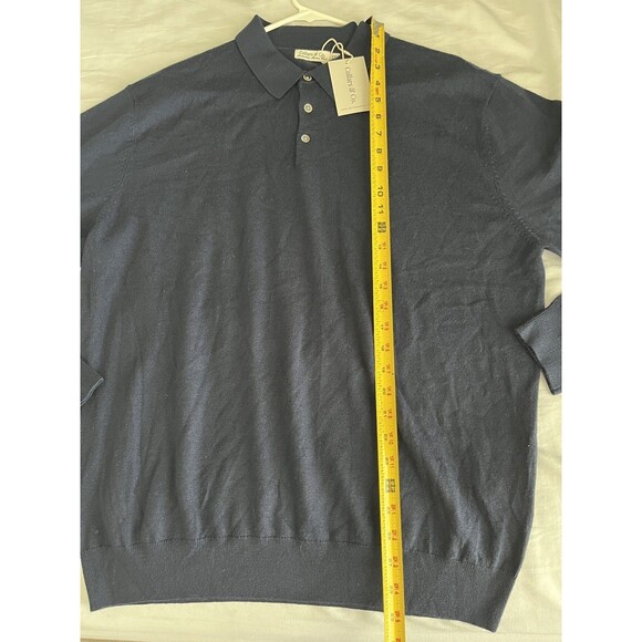 NEW Collars & Co Merino Wool Long Sleeve Polo Sweater Mens XXL Luxury Preppy - Picture 7 of 8